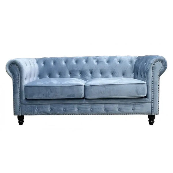 Sofá CHESTER PREMIUM, 2 plazas, tapizado velvet dusky azul Twin Hogar®