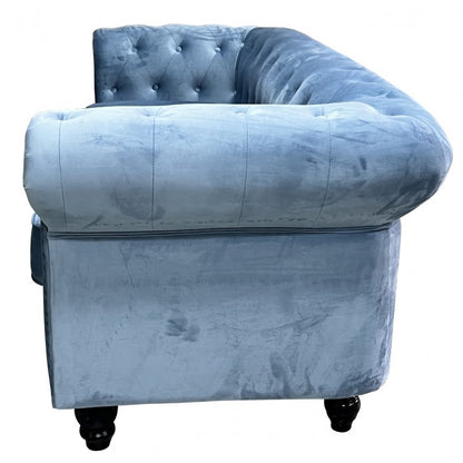Sofá CHESTER PREMIUM, 2 plazas, tapizado velvet dusky azul