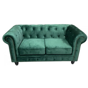 Sofá CHESTER PREMIUM, 2 plazas, tapizado velvet esmeralda Twin Hogar®