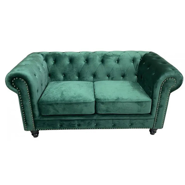 Sofá CHESTER PREMIUM, 2 plazas, tapizado velvet esmeralda Twin Hogar®