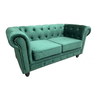 Sofá CHESTER PREMIUM, 2 plazas, tapizado velvet esmeralda Twin Hogar®