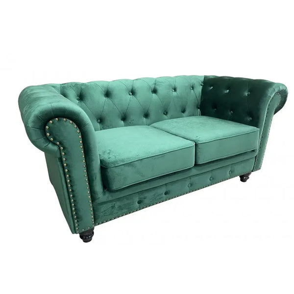 Sofá CHESTER PREMIUM, 2 plazas, tapizado velvet esmeralda Twin Hogar®