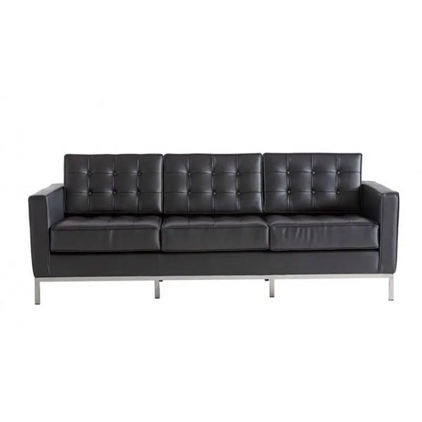 Sofá FLOR (T), 3 plazas, similpiel negra Twin Hogar®