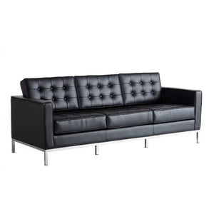 Sofá FLOR (T), 3 plazas, similpiel negra Twin Hogar®