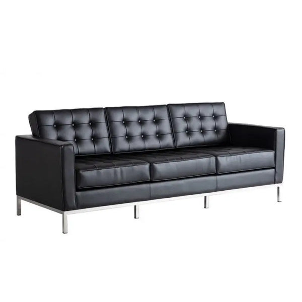Sofá FLOR (T), 3 plazas, similpiel negra Twin Hogar®