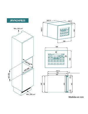 Vinoteca Johnson 46x59 cm 24 botellas total integración JRVN24FB25