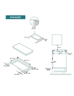 Placa modular vitrocerámica Johnson 30 cm 2 zonas JVICA2301 Johnson