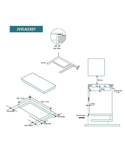 Placa modular vitrocerámica Johnson 30 cm 2 zonas JVICA2301